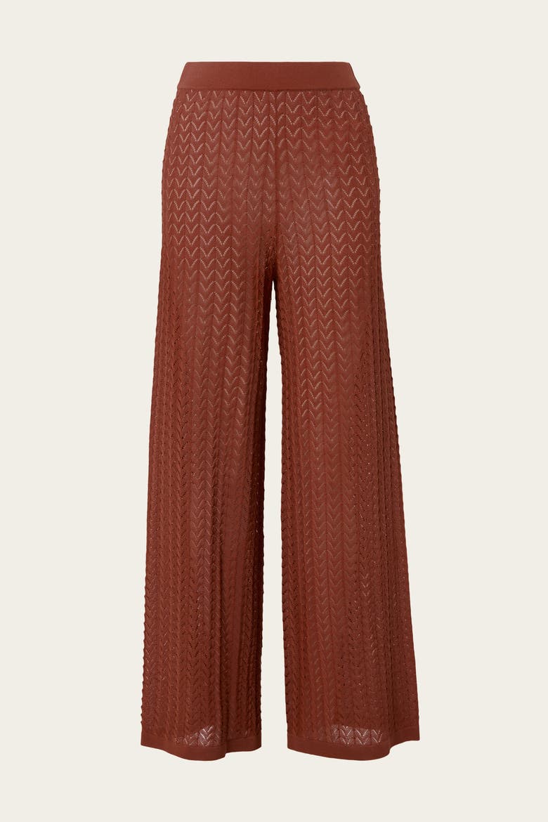 Martina Wide Structure Knitted Pants, Alternate, color, Rust