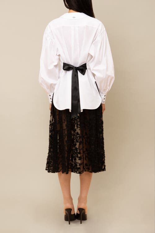 Contessa Mills Tarot Embroidered Beaded Poplin Oxford Shirt In White
