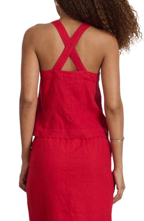 Shop Alex Mill Zoe Linen Sleeveless Button-up Top In Red