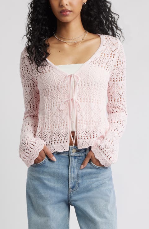 Fly Away Tie Front Crochet Cardigan