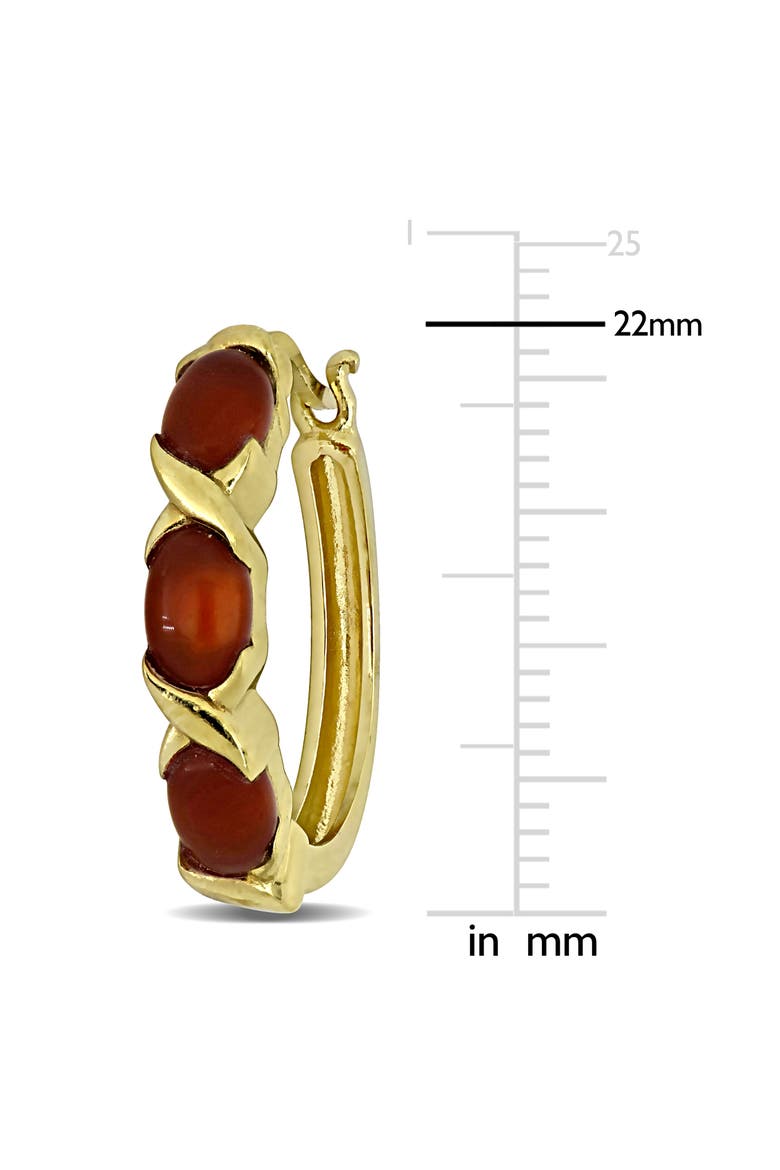 Red Agathe Hoop Earrings Yellow Plated Sterling Silver, Alternate, color, Agathe