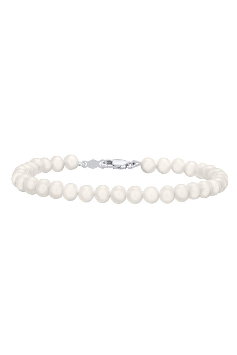 Sterling Silver & Cultured Pearl Bracelet, Main, color, SILVER