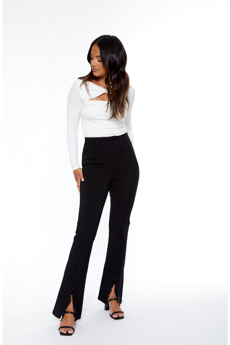 Ooh La La Ponte Bootcut Pants with Beading, Alternate, color, Black
