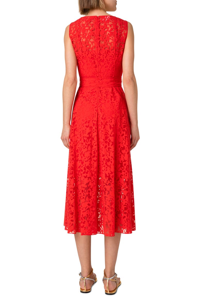 Sleeveless Lace Organza Dress, Alternate, color, RED