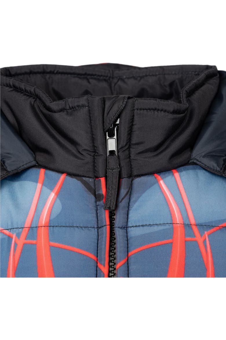 Spider-man Hooded Zip-up Puffer Jacket (toddler, Little Kid & Big Kid), Alternate, color, Miles Black Red