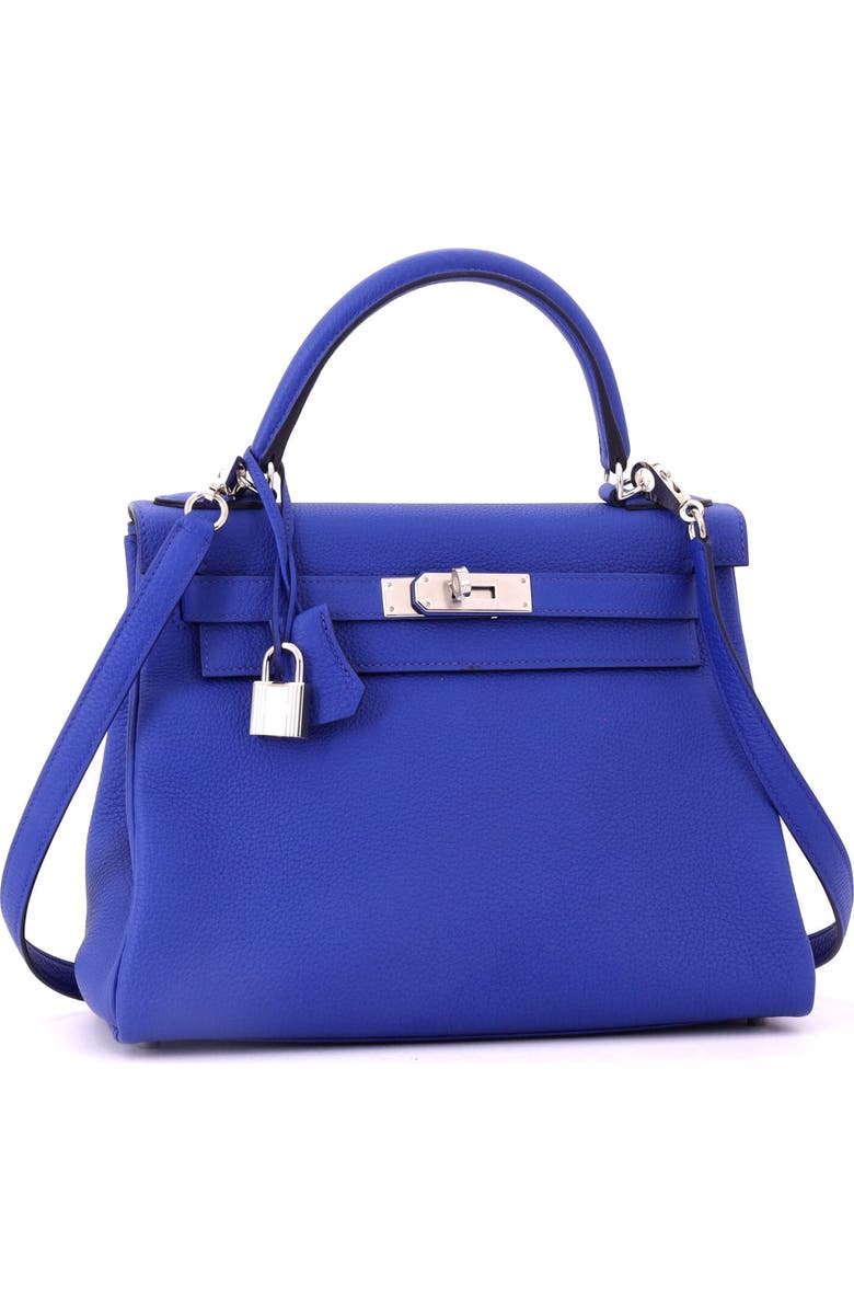 Pre-Owned Hermes Kelly Handbag Blue Togo with Palladium Hardware 28, Alternate, color, Bleu Royal