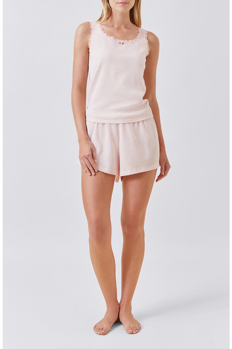 Claire Waffle Knit Short Pajamas, Alternate, color, PEARL BLUSH
