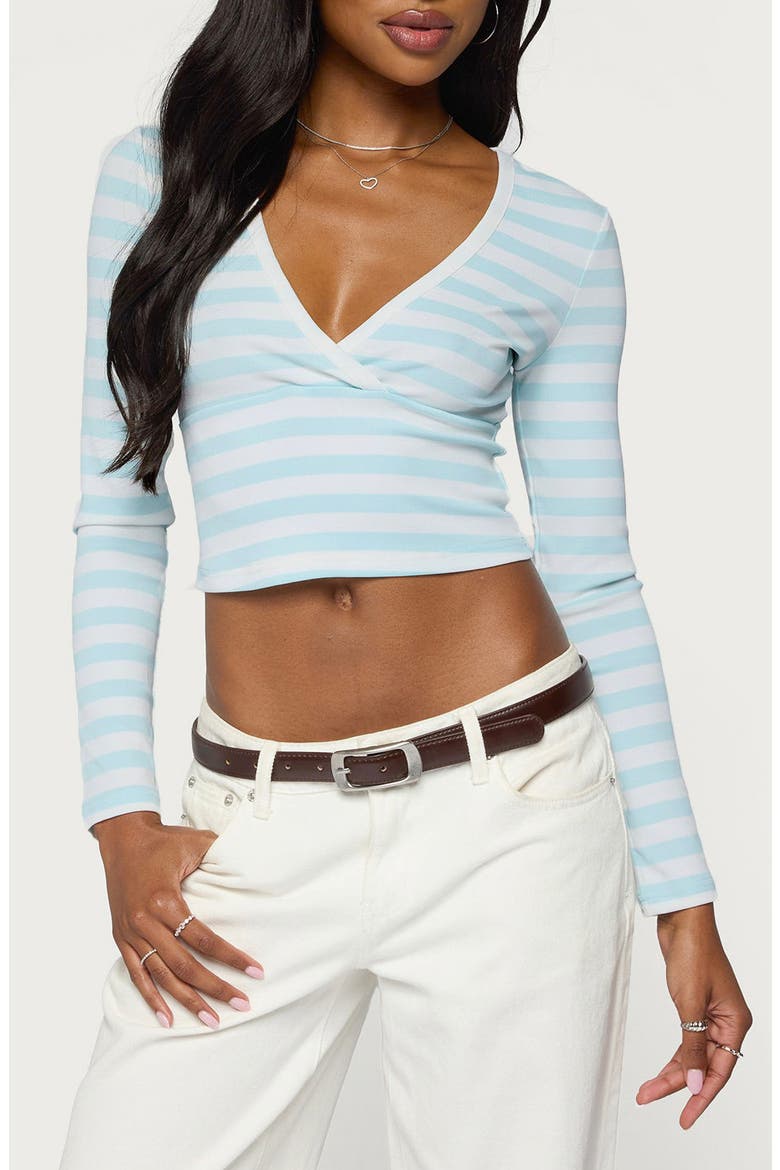 Phoebey Striped V-Neck Top, Main, color, LIGHT-BLUE-AND-WHITE