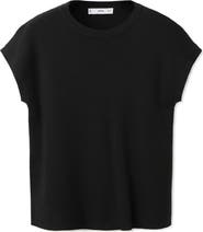 MANGO Short Sleeve Cotton Blend Sweater