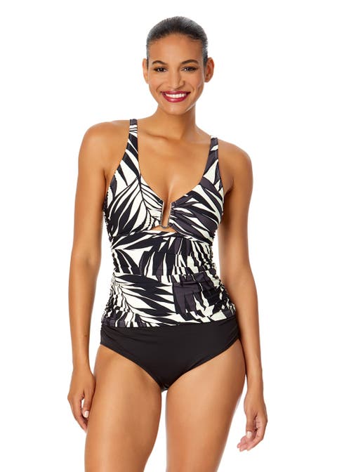 Women's Tiger Dance Ring Front Tankini Swim Top