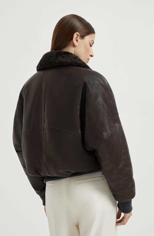Brunello Cucinelli Leather Jacket In Brown
