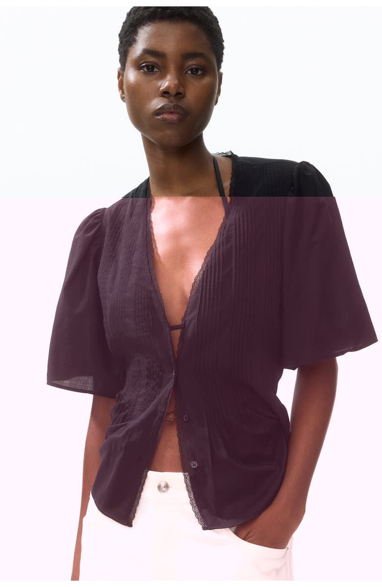 H&M Pintucked Blouse, Alternate, color, Black