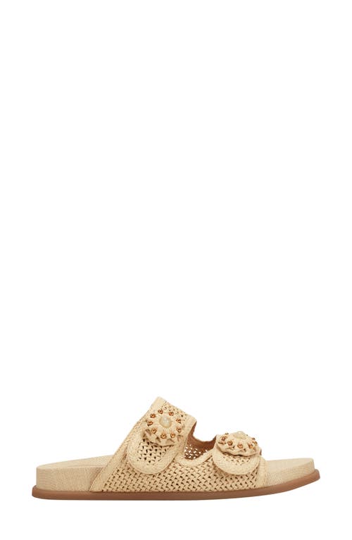 Marc Fisher Ltd Beaded Woven Dual-strap Slide Sandals In Beige