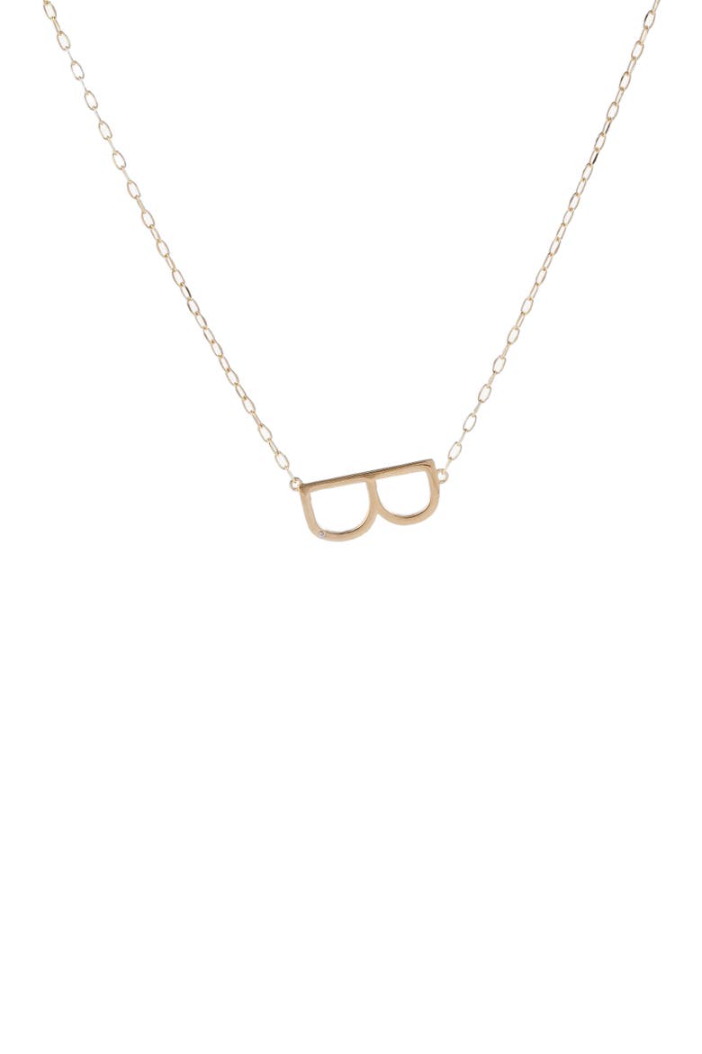 Gold Elongated Initial Pendant Necklace, Main, color, Gold - B