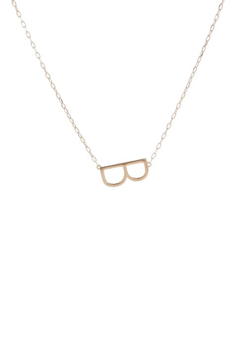 Gold Elongated Initial Pendant Necklace