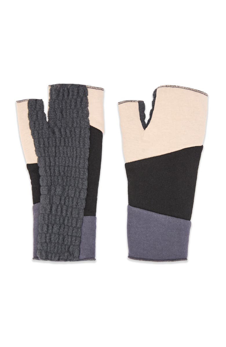 Feelgoodz Women
s Artisan Crafted Fleece Lined Color Block Fingerless Gloves, Alternate, color, Sesame