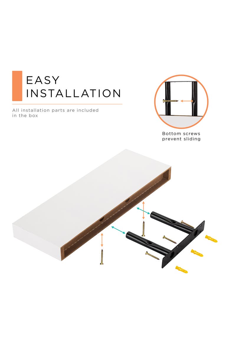 Floating Shelves - Set of 2, Alternate, color, WHITE