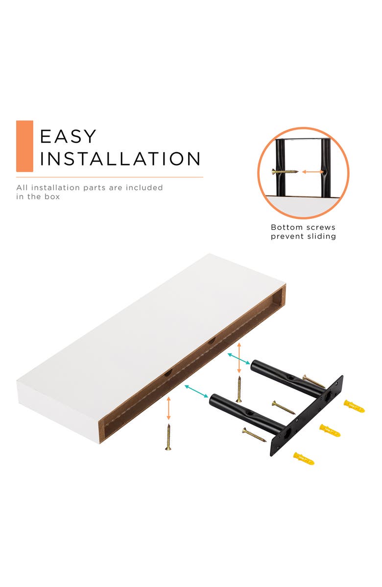 SORBUS Floating Shelves - Set of 2, Alternate, color, White