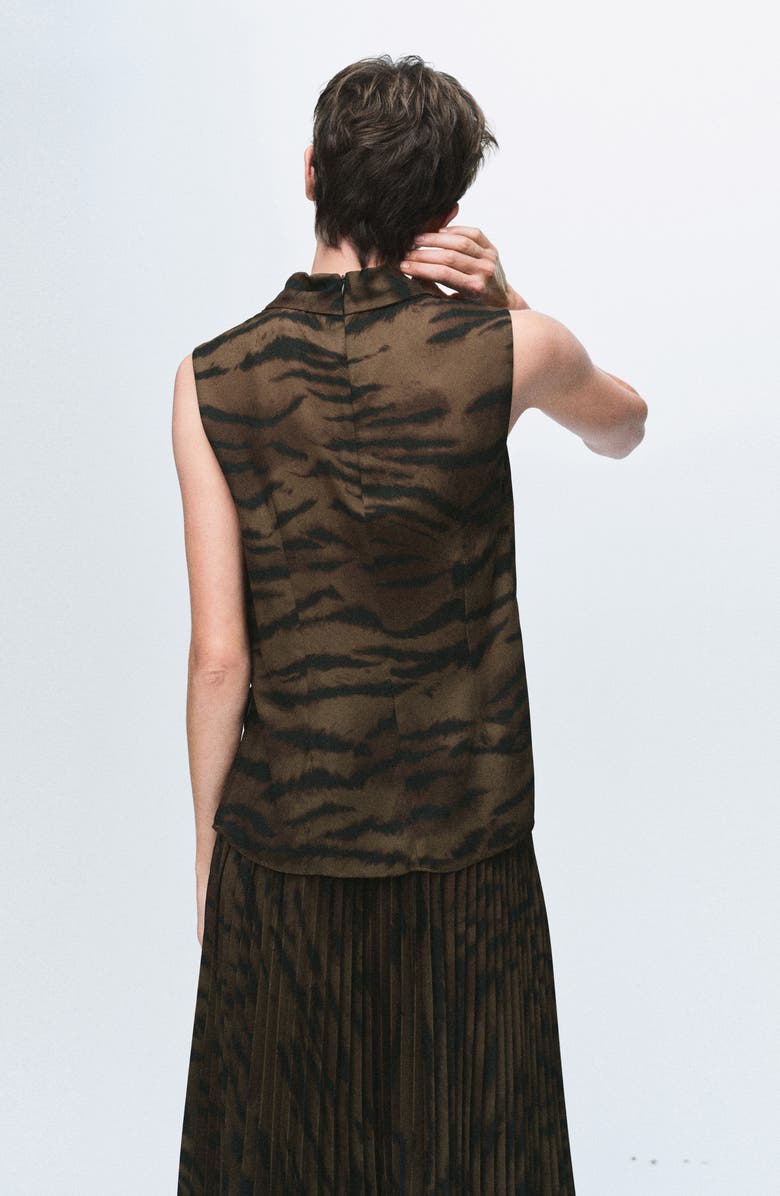 MANGO Draped Cowl Neck Top, Alternate, color, Brown