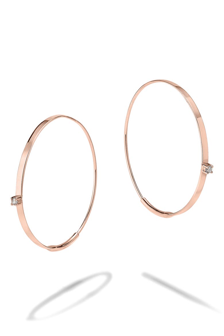 Small Flat Diamond Hoop Earrings, Main, color, ROSE