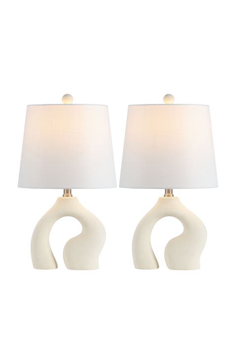 Tula 19" Scandinavian Minimalist Ceramic Arch LED Table Lamp (Set of 2)