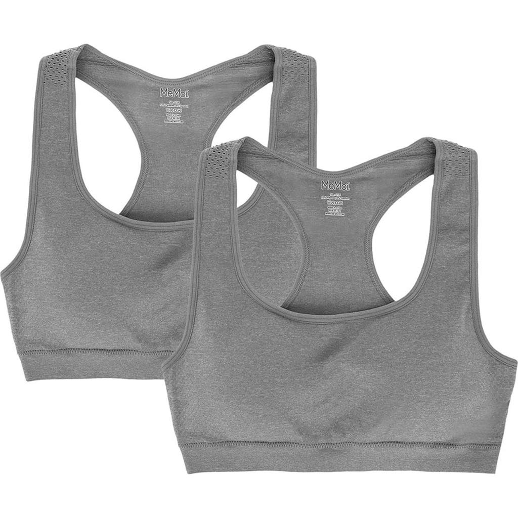 Memoi 2 Pair Pack Racerback Sports Training Bra In Gray