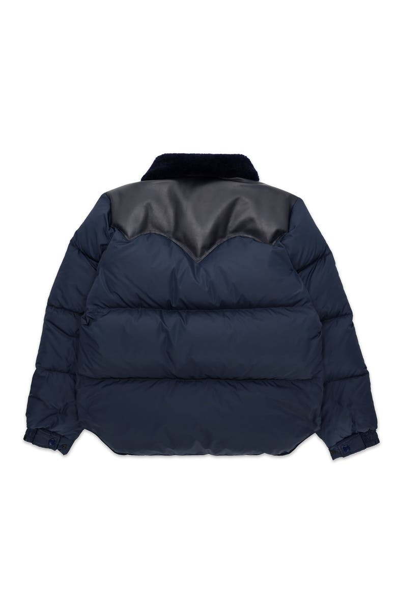 Christy Shearling Collar Nylon Jacket, Alternate, color, Navy Blue