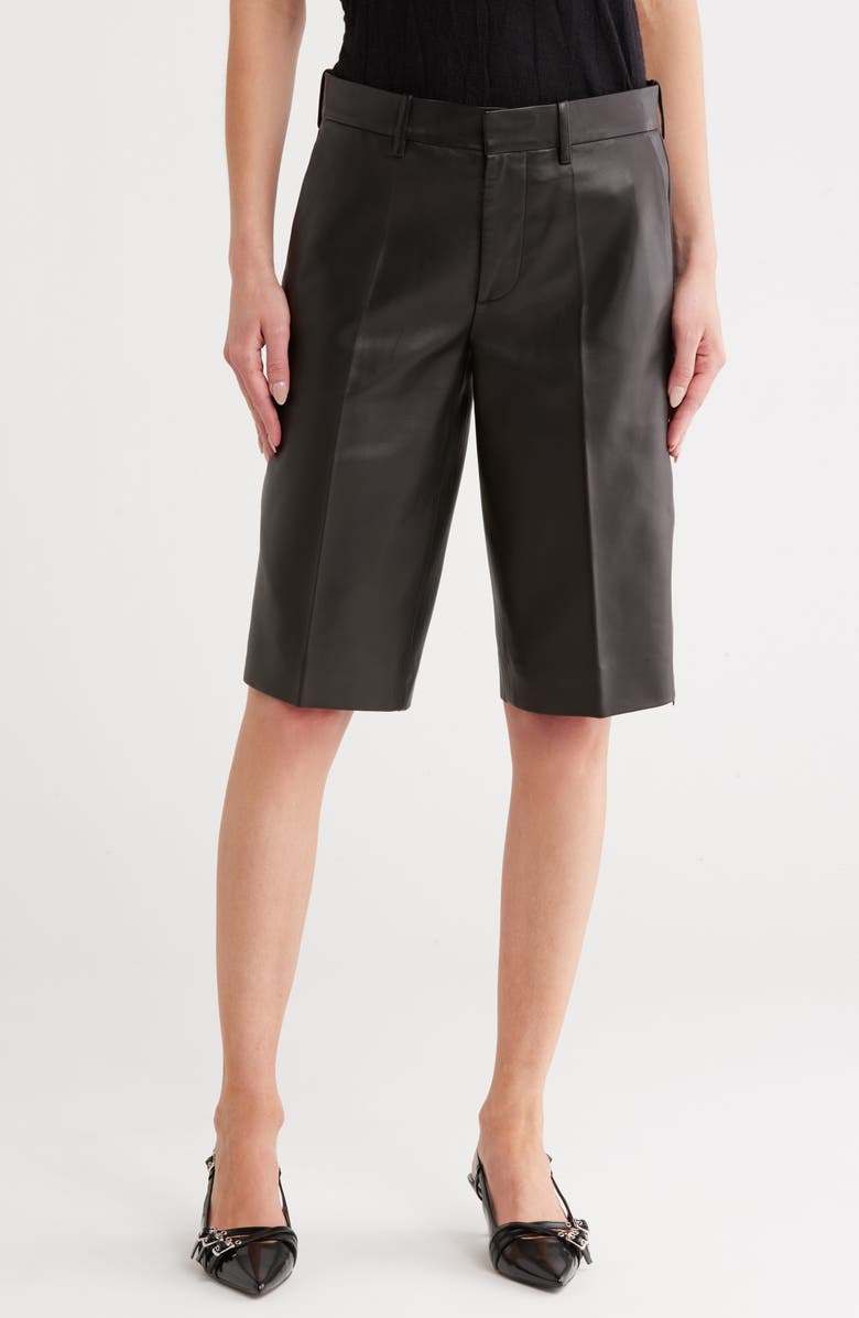 Helmut Lang Leather Zip Hem Trouser Shorts, Main, color,