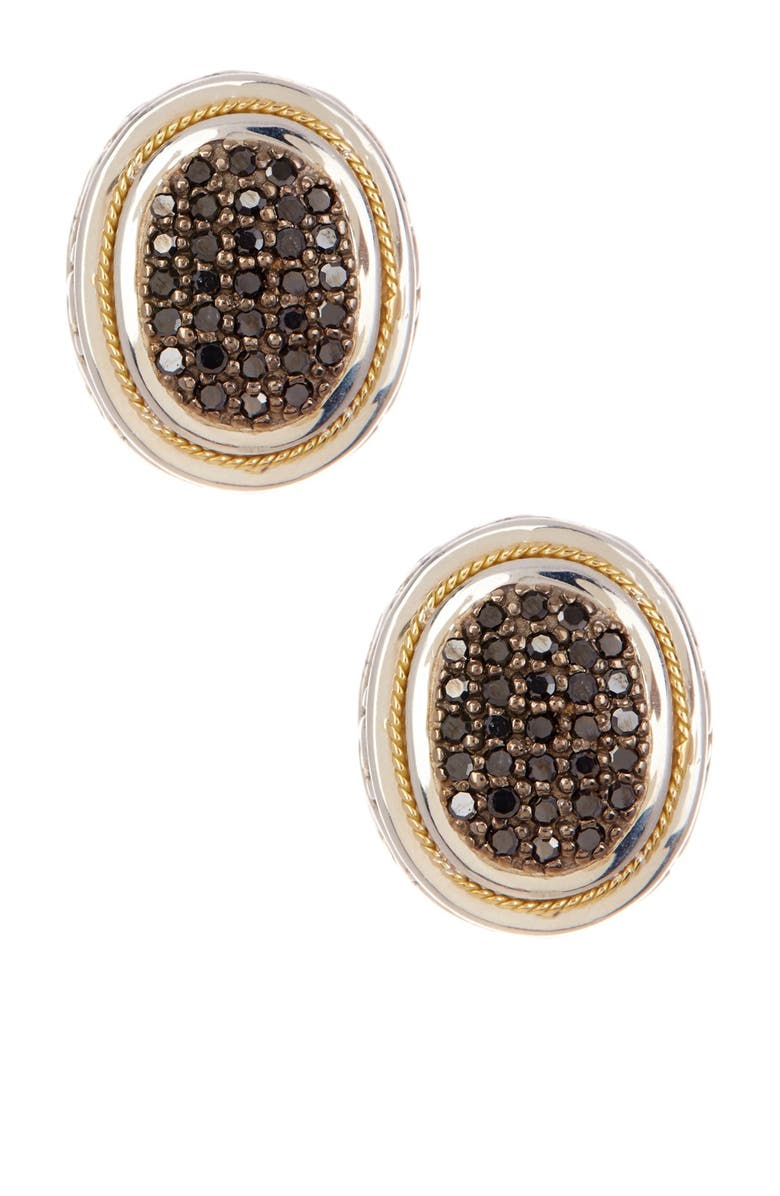 EFFY Sterling Silver & 18K Yellow Gold Black Diamond Stud Earrings - 0.62 ctw, Main, color,