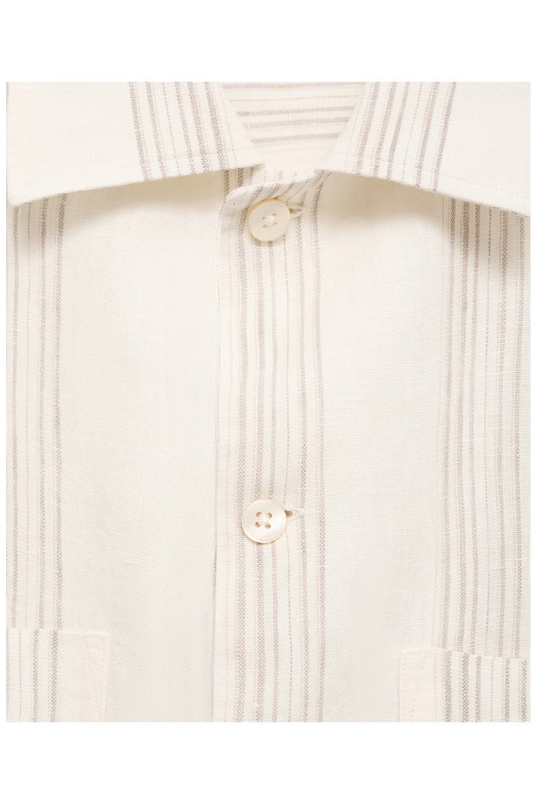 Stripe Linen Overshirt, Alternate, color, OFF WHITE