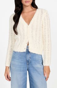GUESS Bea Open Stitch Fuzzy Cardigan