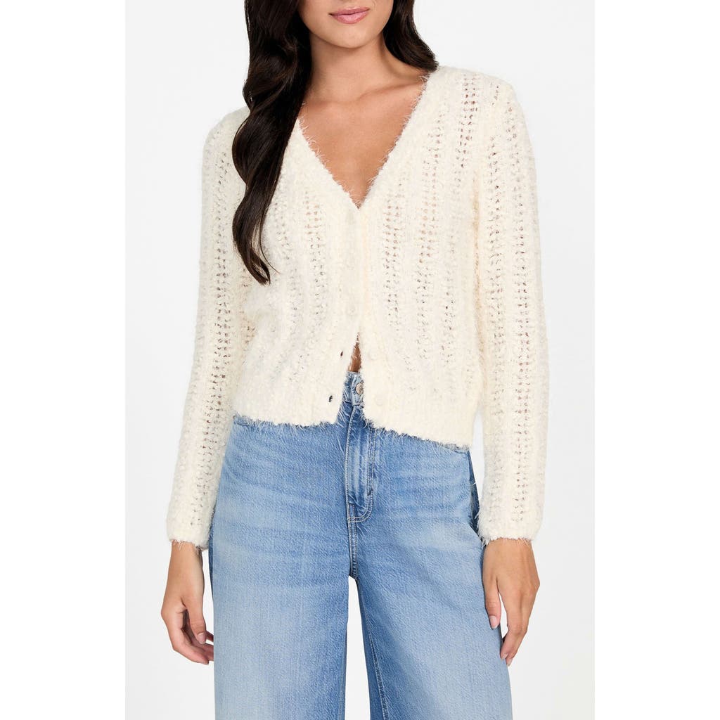 Guess Bea Open Stitch Fuzzy Cardigan In Neutral
