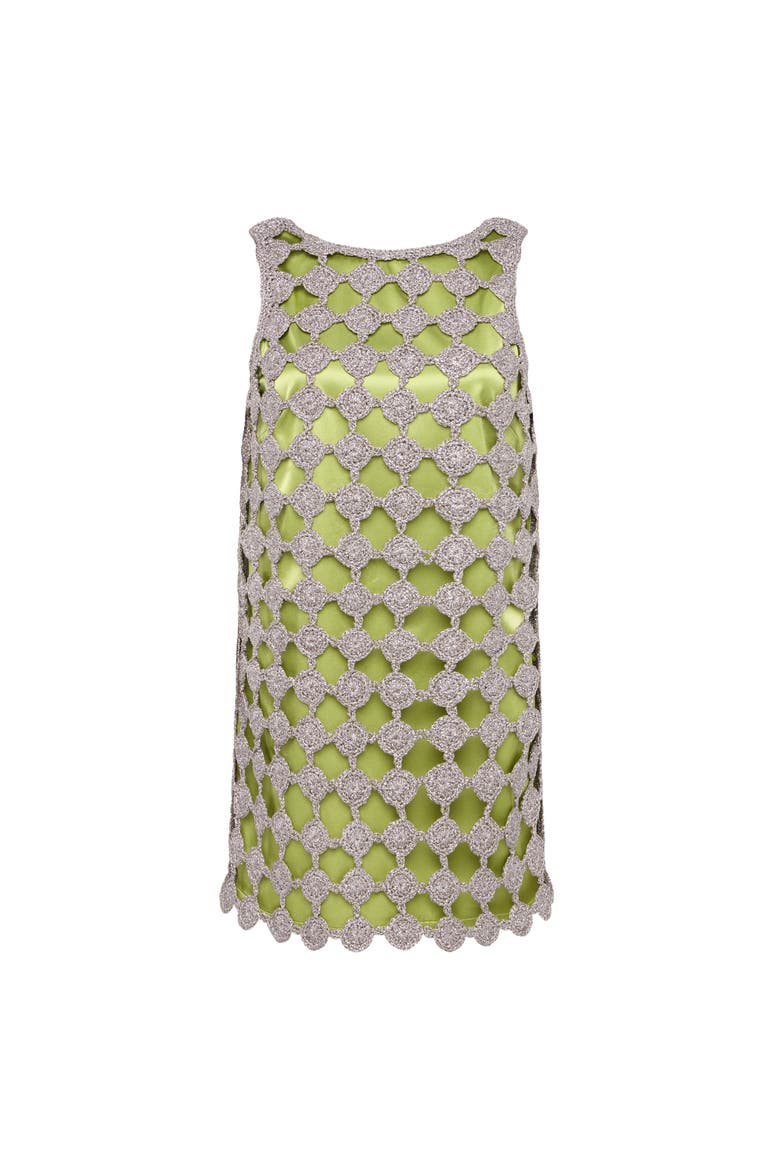 Sina Crochet Mini Dress, Main, color, Moss/Satellite Silver