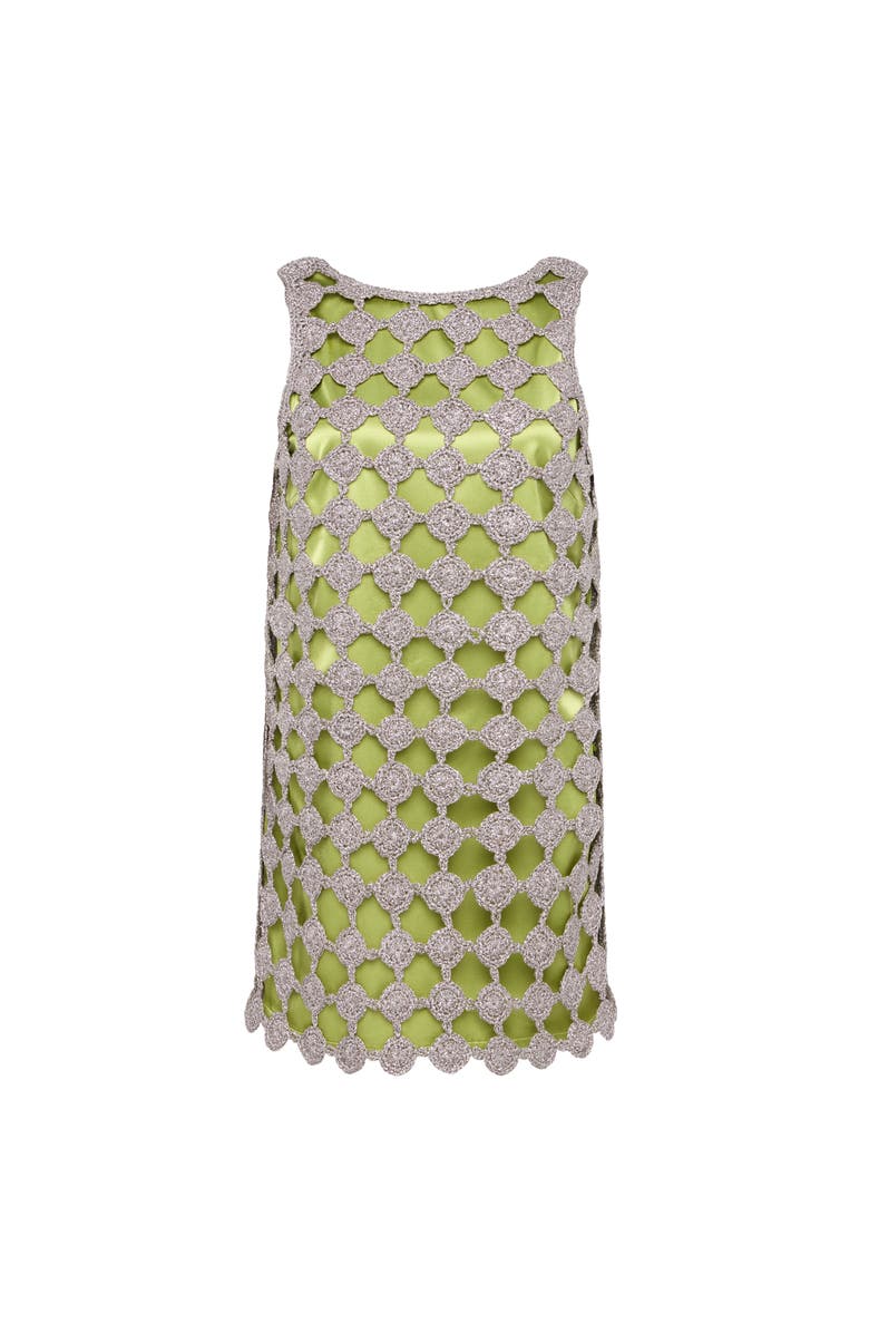 SIMONMILLER Sina Crochet Mini Dress, Main, color, Moss/Satellite Silver