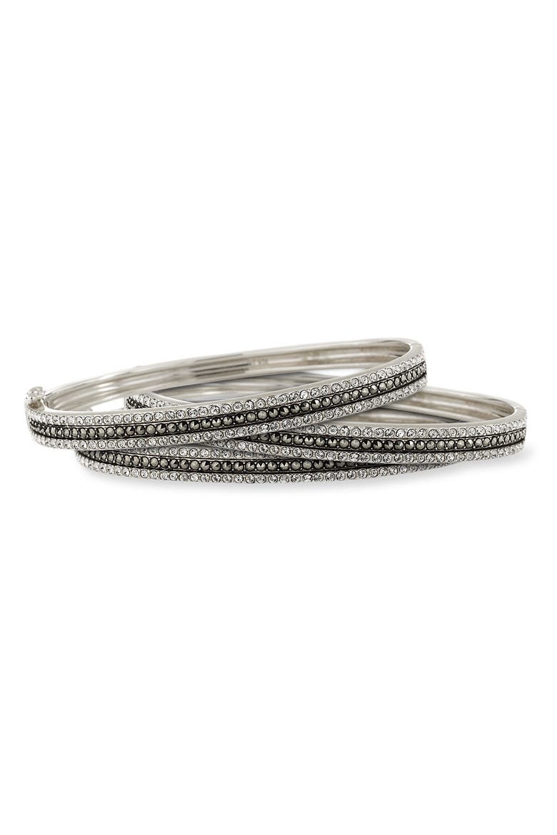Triple Row Bangle, Alternate, color, MARCASITE / CUBIC ZIRCONIA