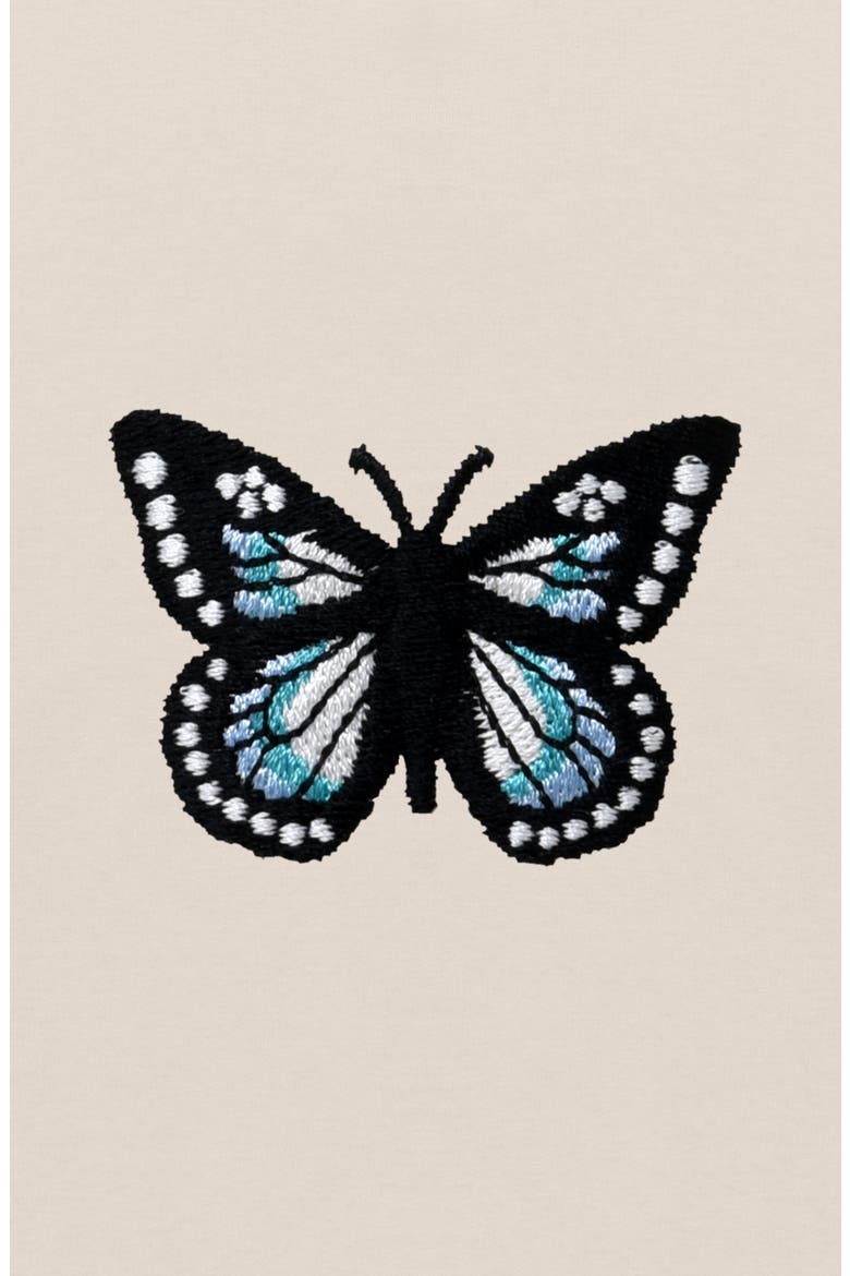Butterfly Relaxed Fleece Crewneck Sweatshirt, Alternate, color, Bone