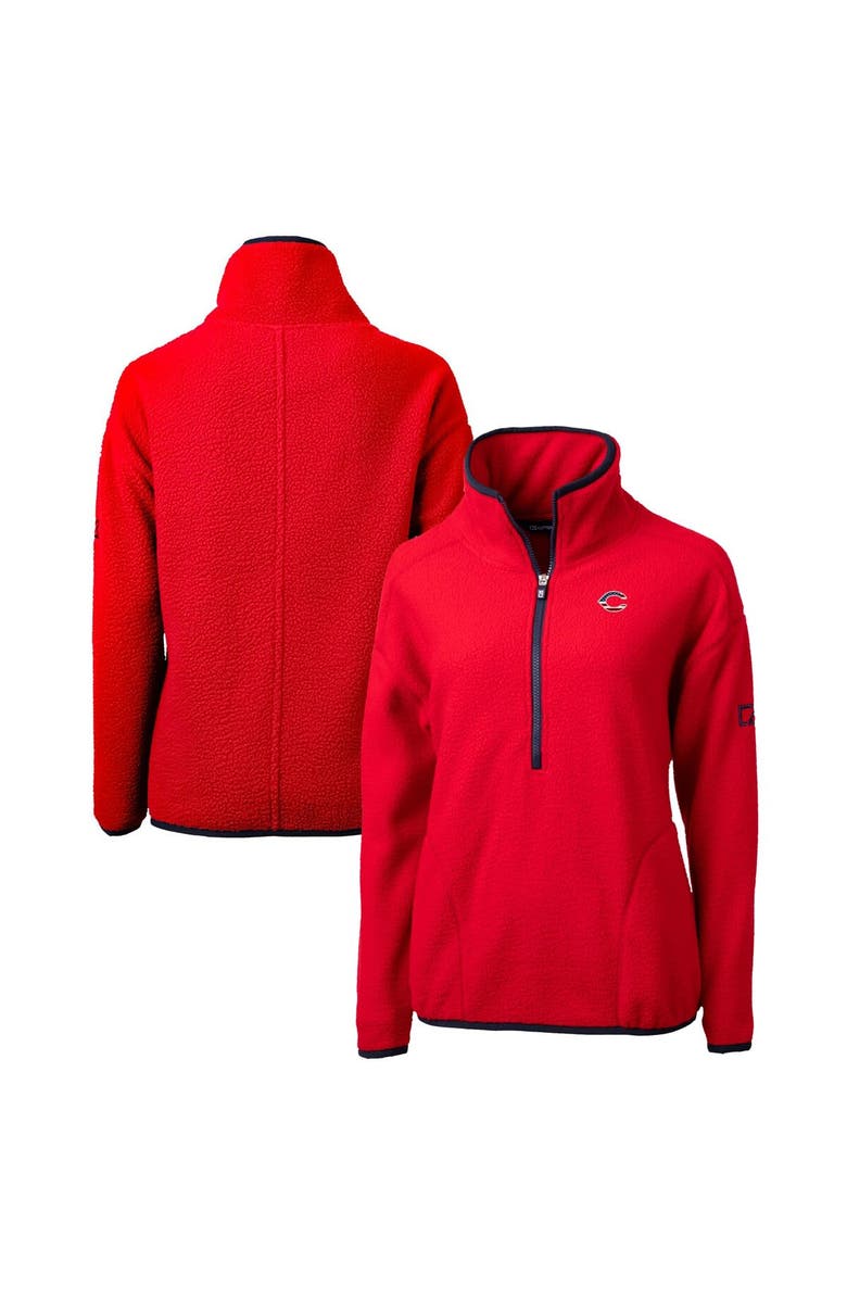 Cutter & Buck Women's Cutter & Buck Red Cincinnati Reds Americana Logo Cascade Eco Sherpa Fleece Half-Zip Pullover Jacket, Main, color, 