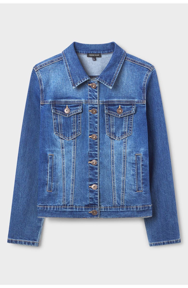 Franne Golde Classic Stretch Denim Jacket, Alternate, color, Classic Wash