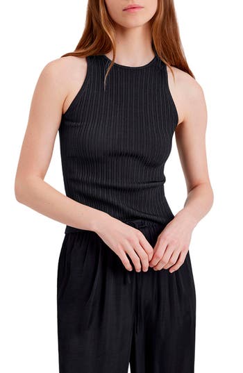 Solid & Striped The Varena Ribbed Tank In Noir