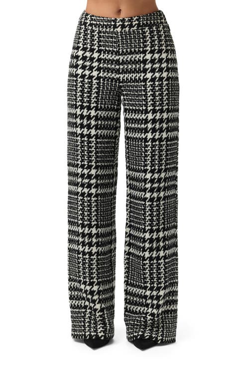 Houndstooth Plaid Straight Leg Pants