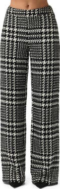 Naked Wardrobe Houndstooth Plaid Straight Leg Pants