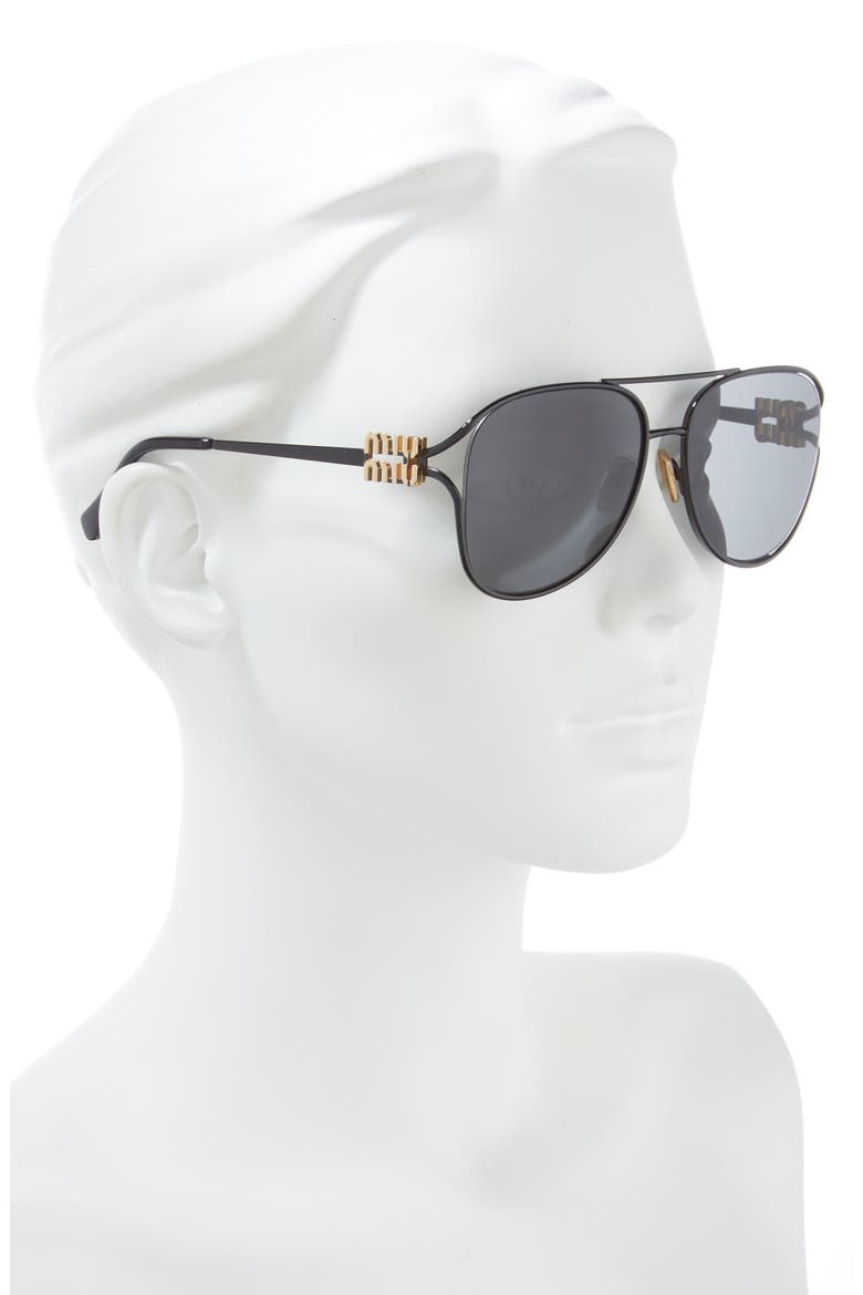 58mm Pilot Sunglasses, Alternate, color, BLACK