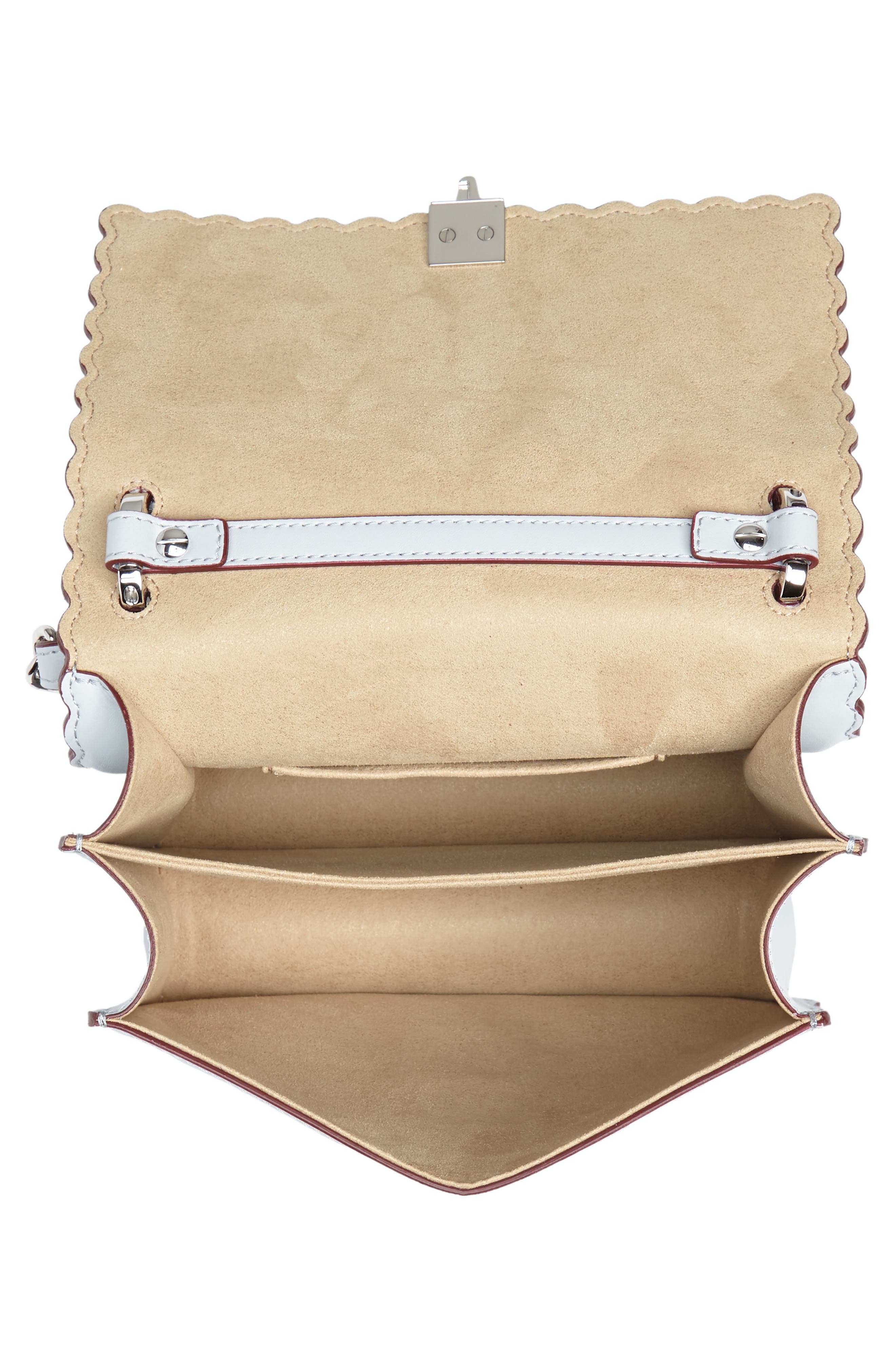 Fendi Mini Kan I Scalloped Leather Shoulder Bag, Alternate, color, 