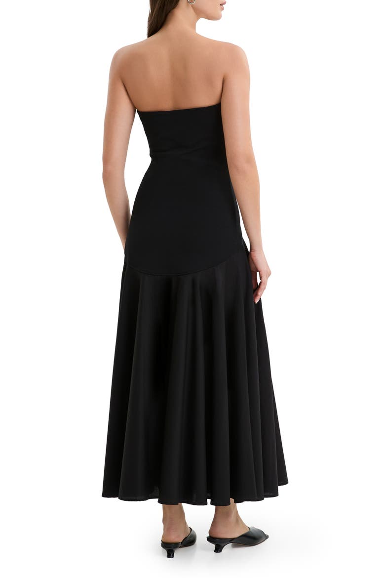 Aurora Strapless Drop Waist Dress, Alternate, color, BLACK