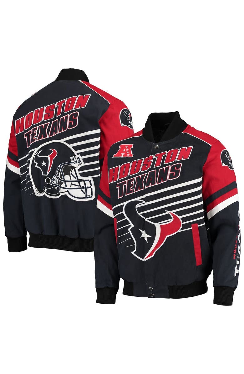 G-III SPORTS BY CARL BANKS Men's G-III Sports by Carl Banks Navy/Red Houston Texans Extreme Strike Cotton Twill Full-Snap Jacket, Main, color, 