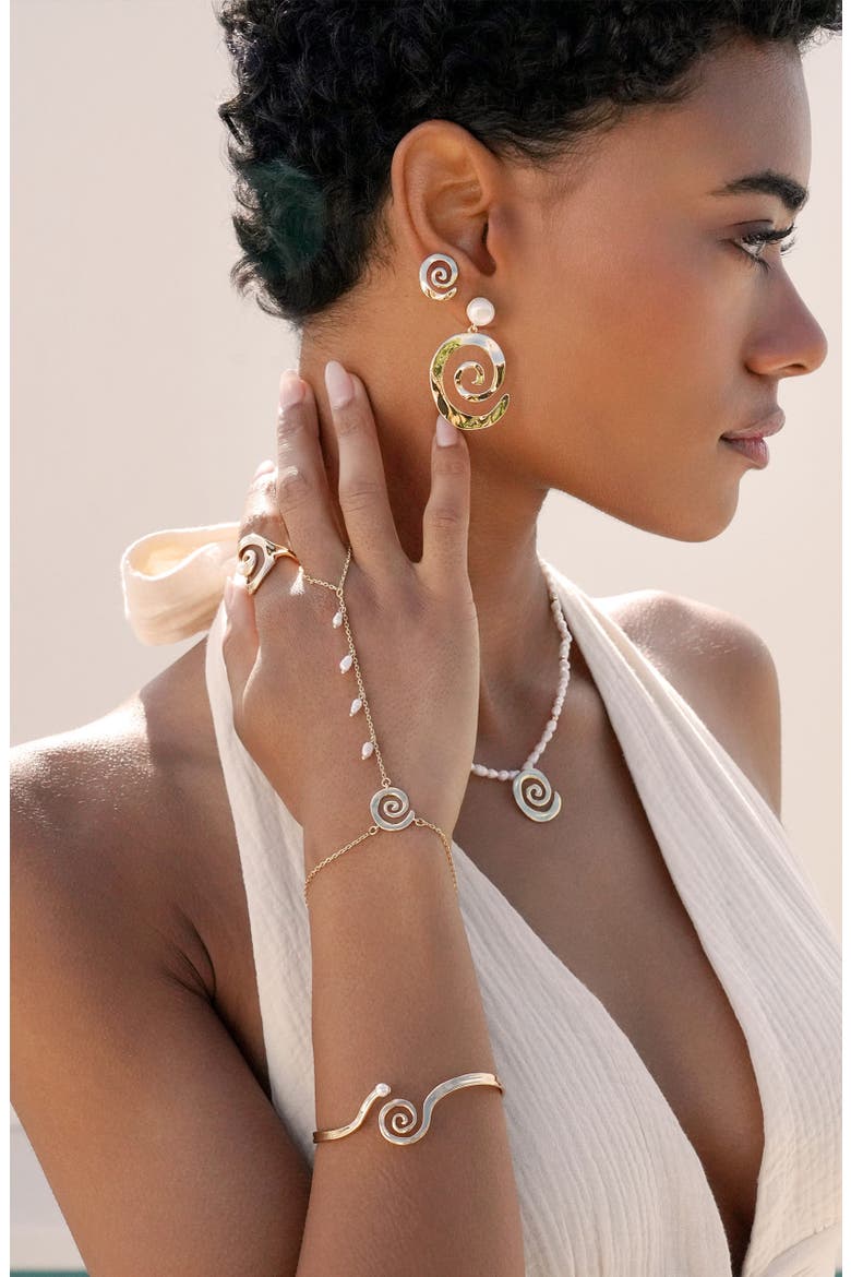 Aura Freshwater Pearl Hand Chain, Alternate, color, GOLD