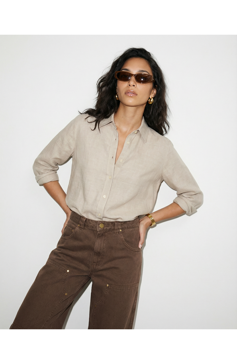 The Shirt by Rochelle Behrens The Washed Linen Shirt, Alternate, color, Beige