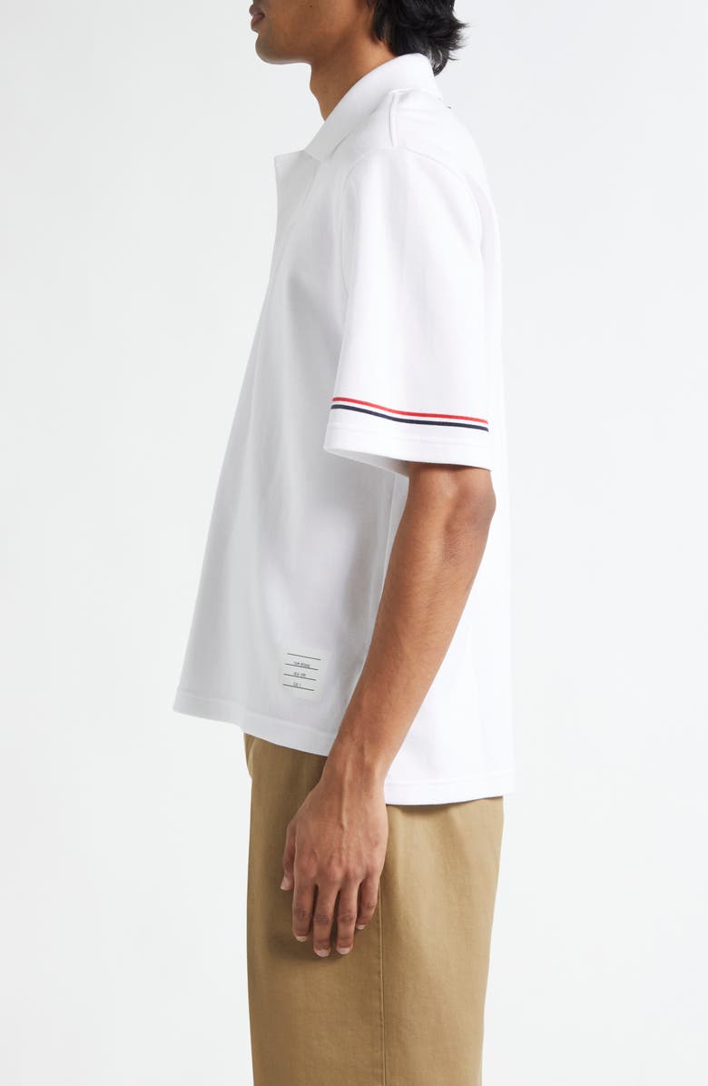 Thom Browne RWB Stripe Cotton Polo, Alternate, color, White