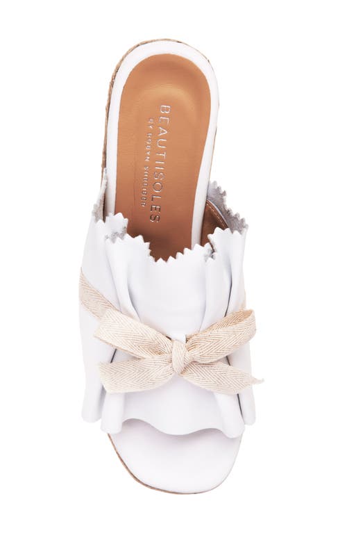 Beautiisoles Noelle Espadrille Platform Wedge Slide Sandal In White