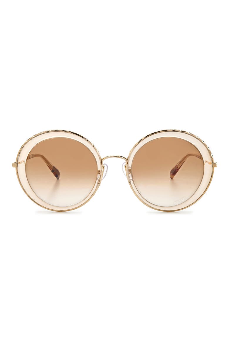 54mm Gradient Round Sunglasses, Main, color, SAND GOLD